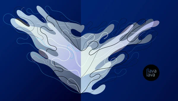 動きベクトル抽象グラフィックデザイン要素 動的現代美術が流れるとフォームを変更するには グラデーション溶岩の泡で青い液体の形を流体 — ストックベクタ
