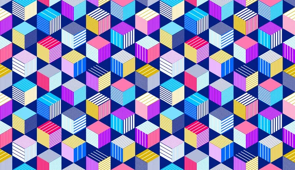 Cubes Sans Couture Fond Vectoriel Boîtes Doublées Répétant Motif Tuiles — Image vectorielle
