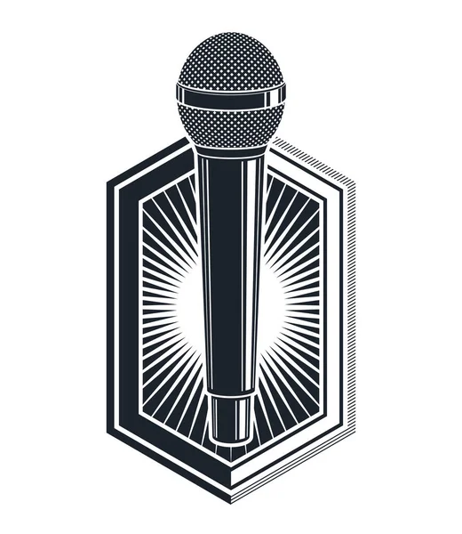 Логотип Эмблема Вектора Микрофона Изолированы Белом Рэпер Рэп Боевой Концепции — стоковый вектор