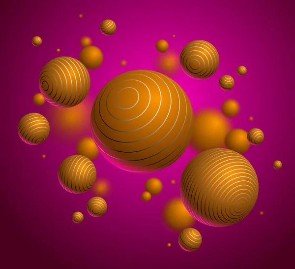 球体矢量背景 线装饰飞行球的组成 三维混合现实球体 场效应的实际深度 — 图库矢量图片