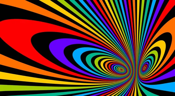 Colorful Rainbow Abstract Vector Lines Psychedelic Optical Illusion Illustration Surreal — Stock Vector