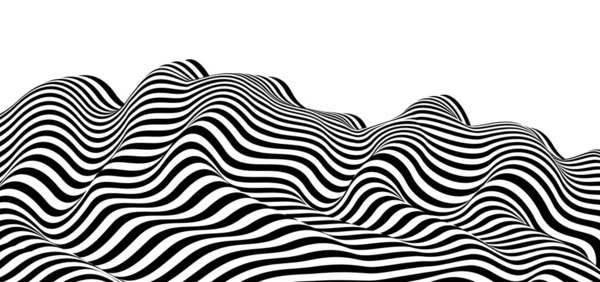 Абстрактний Вектор Лінії Фон Чорно Білі Криві Лінійної Перспективи Розмірність — стоковий вектор