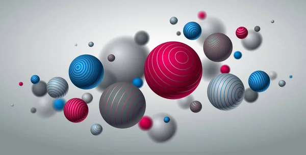 Illustration Vectorielle Sphères Bordées Réalistes Fond Abstrait Avec Belles Boules — Image vectorielle