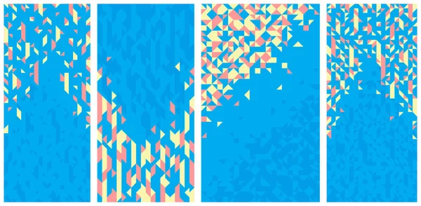 Astratto Sfondi Vettoriali Mosaico Impostare Raccolta Illustrazioni Blu Piastrelle Geometriche — Vettoriale Stock