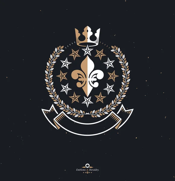 Emblema Pentagonal Stars Símbolo Del Tema Unión Creado Con Corona — Vector de stock