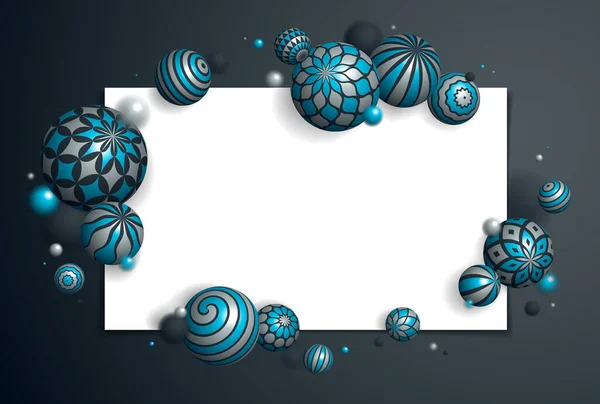 Sphères Abstraites Fond Vectoriel Avec Feuille Papier Vierge Composition Boules — Image vectorielle