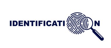 Finger print with magnifying glass vector simple logo or icon, incognito man concept, unidentified person, people search, biometric identification. clipart
