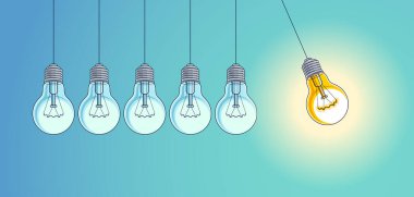 Ampul Newton beşik sarkacı fikri, vektör illüstrasyonu.