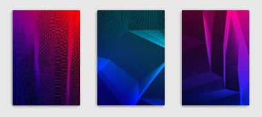 Doğrusal vektör minimal trend broşürleri tasarım, örtülü şablonlar, geometrik yarım ton gradyanı. Pankartlar, afişler, posterler, ilanlar için. Güzel ve özel, desen dokusu.