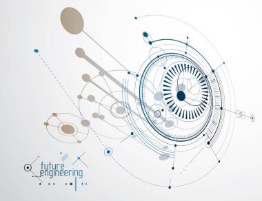 Gelecekçi soyut vektör teknolojisi arka planı. Makine mühendisliği duvar kağıdı.