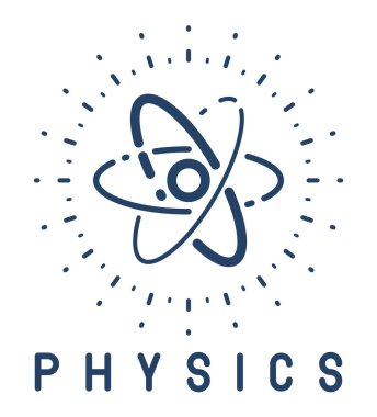 Atom vektörü basit doğrusal simge, bilim fiziği çizgi sanat sembolü, araştırma ve çözümler.