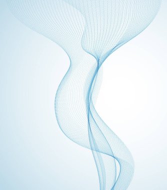 3D parçacıklar ağ dizisi, ses dalgaları. Yuvarlak nokta vektör etkisi çizimi. Harmanlanmış ağ, 3D fütüristik teknoloji tarzı.
