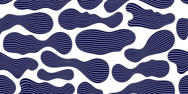 Akan soyut çizgili şekiller, pürüzsüz arkaplan, sürüklenen biyolojik yaşam formları, vektör deseni.