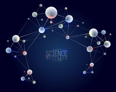 Vector molecules scientific chemistry and physics theme vector abstract background, micro and nano science and technology theme, atoms and microscopic particles. clipart