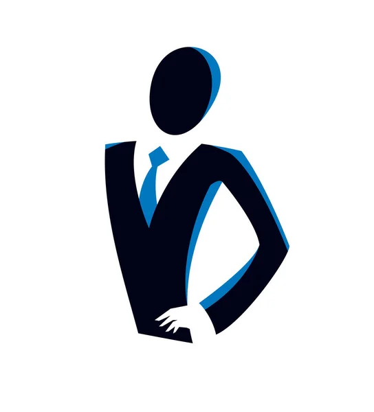 Jonge Aantrekkelijke Zakenman Vector Logo Pictogram Geïsoleerd Wit Zakenman Symbool — Stockvector