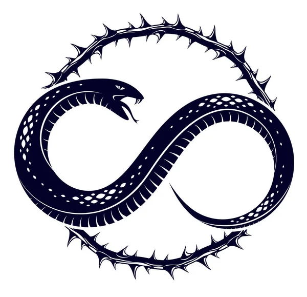 Snake Vetor Logotipo Emblema Tatuagem Mortal Veneno Perigoso Serpente Veneno — Vetor de Stock