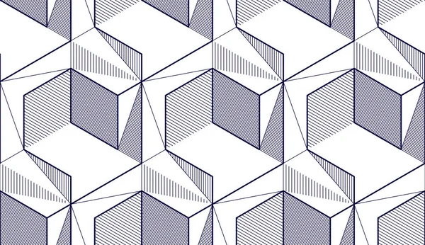 Cubos Geométricos Patrón Inconsútil Abstracto Vector Fondo Línea Ingeniería Estilo — Archivo Imágenes Vectoriales