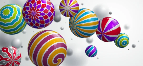 Sphères Brillantes Réalistes Illustration Vectorielle Fond Abstrait Avec Belles Boules — Image vectorielle