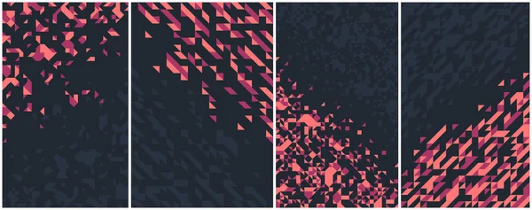 Abstract Mosaic Vector Backgrounds Set Black Red Illustrations Collection Geometric — Vetor de Stock