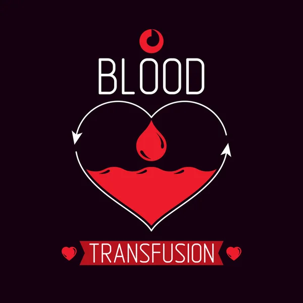 Blood Donation Blood Transfusion Concept Vector Symbol Created Red Heart — Stock Vector