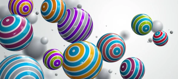 实用的光滑球体矢量背景 带图案的飞行球的组成 三维混合内衬球体 场效应的深度 — 图库矢量图片