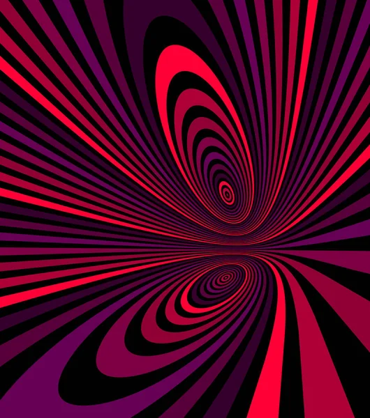 色彩斑斓的红色抽象矢量线迷幻的光学错觉图解 超写实主义的超三维线性曲线 疯狂扭曲的设计 药物幻觉错乱 — 图库矢量图片