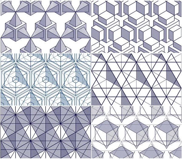 Set Cubi Geometrici Astratti Senza Soluzione Continuità Collezione Sfondi Vettoriali — Vettoriale Stock