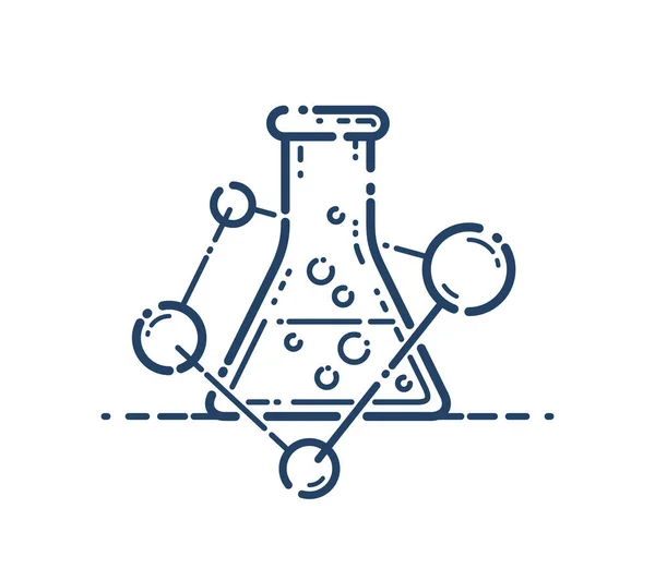 Chemische Kolf Molecule Verbindingen Vector Eenvoudige Lineaire Pictogram Wetenschap Scheikunde — Stockvector