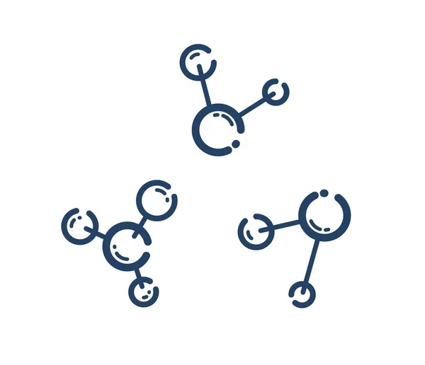 Set Icone Lineari Vettoriali Molecolari Collezione Simboli Della Linea Chimica — Vettoriale Stock