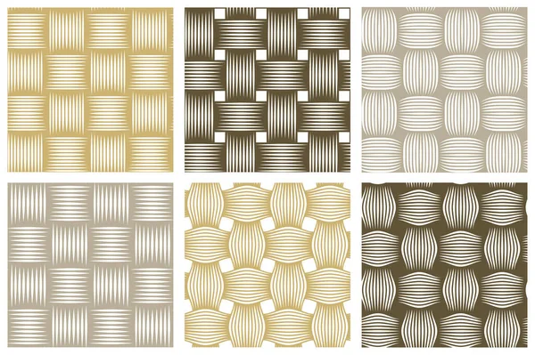 Ensemble Motifs Tissage Vectoriel Sans Couture Fonds Linéaires Avec Lignes — Image vectorielle