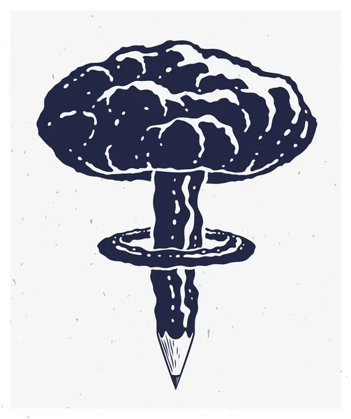 Lápiz Con Forma Seta Explosiva Nuclear Explosión Creativa Concepto Energía — Archivo Imágenes Vectoriales