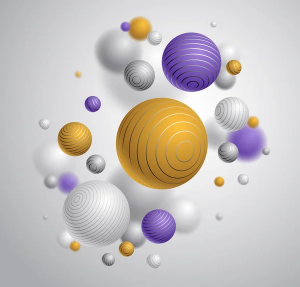 写实的线形球体矢量图解 带线条和深度的漂亮球体的抽象背景 3D球体设计概念艺术 — 图库矢量图片