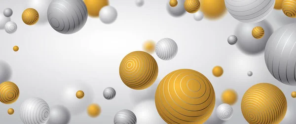Fond Vectoriel Sphères Abstraites Composition Boules Volantes Décorées Lignes Globes — Image vectorielle