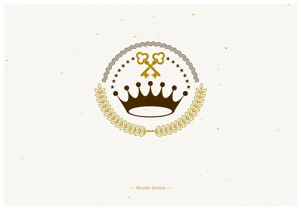 Majestueus Crown Embleem Heraldische Jas Van Wapens Decoratieve Logo Geïsoleerde — Stockvector