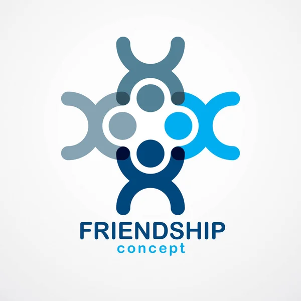 Teamwork Och Vänskap Koncept Som Skapats Med Enkla Geometriska Element — Stock vektor