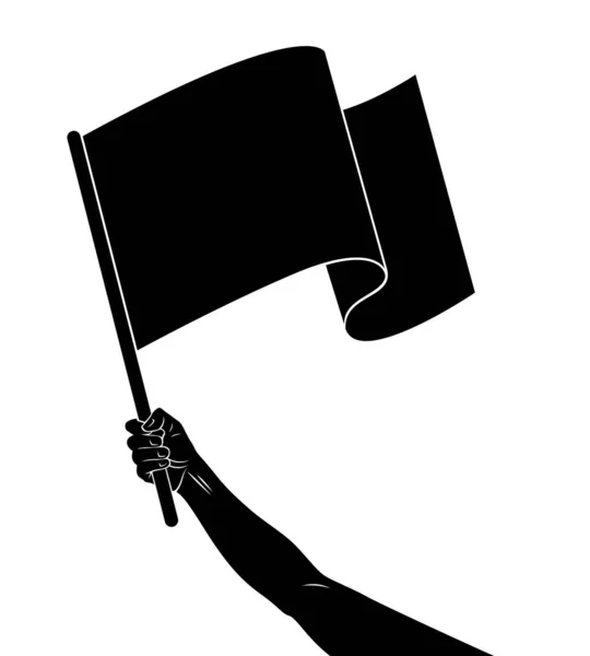 Bandera Mano Vector Simple Signo Aislado Blanco Coche Carreras Inicio — Vector de stock
