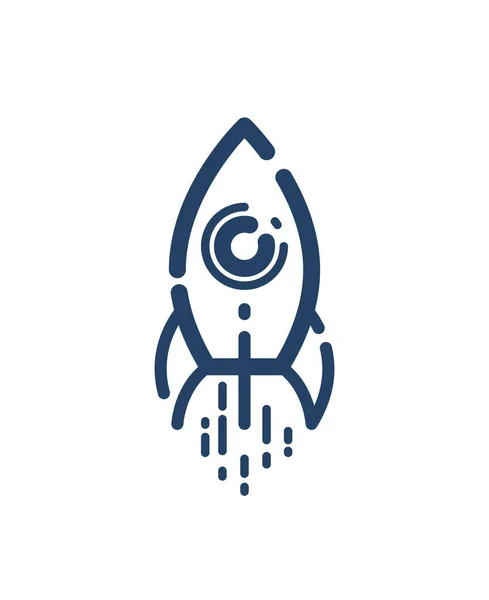 Raketový Start Vektor Jednoduchá Lineární Ikona Raketa Start Obchodní Linie — Stockový vektor