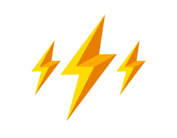 Lightning Bolt Yellow Vector Simple Flat Sign Isolated White Energy — Stock Vector