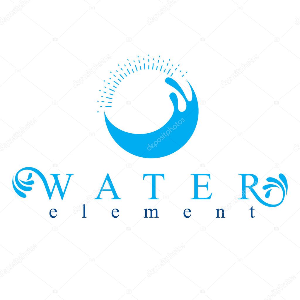 Sea wave splash vector symbol isolated on white. Water treatment company abstract logo.