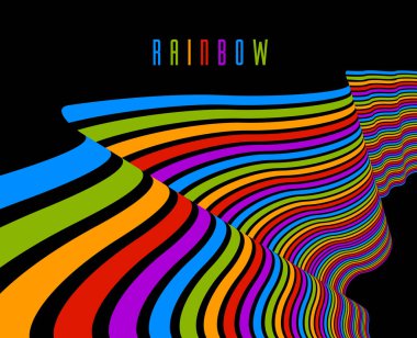 Geometrik arkaplan, minimal paralel 3D çizgiler vektör soyut illüstrasyon, boyutsal tasarım havalı element, reklam afişleri ve kapaklar için funky stil düzeni.