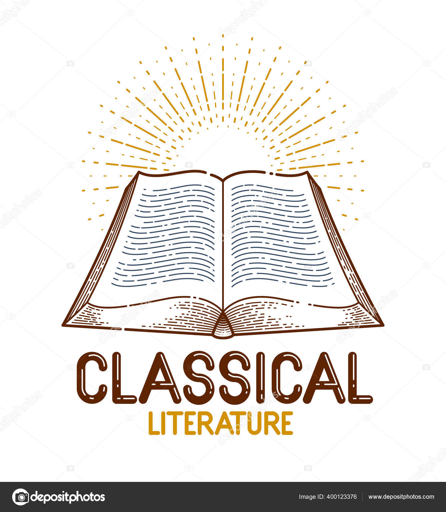 Vintage Elemen Desain Grafis Vektor Buku Terbuka Literatur Dan Tema Stok Vektor C Ostapius 400123376