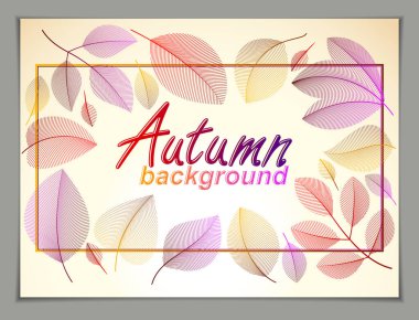 Sonbahar yatay afiş tasarımı, sarı ve kırmızı yapraklı vektör güzel arka plan, sonbahar indirimi, reklam afişi, broşür veya broşür tasarımı. Şık botanik çizimler, çevre.