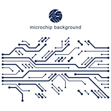 Devre kartlı vektör soyut teknoloji çizimi. Elektronik cihazın yüksek teknoloji dijital şeması. Teknoloji mikroçipi soyut arkaplanı