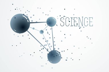 Vektör molekülleri bilimsel kimya ve fizik temalı vektör soyut arkaplan, mikro ve nano bilim ve teknoloji teması, atomlar ve mikroskobik parçacıklar.