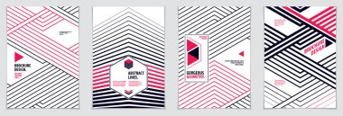 Minimum uçucular, broşürler, yıllık raporlar şablonları kapsıyor. Web, ticaret veya olaylar vektör grafik tasarım şablonları ayarlandı. Minimum tasarımı olan kapaklar. A4 yazdırma biçimi.