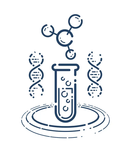 Tubo Teste Vetor Cadeia Dna Ícone Linear Simples Ciência Biologia — Vetor de Stock