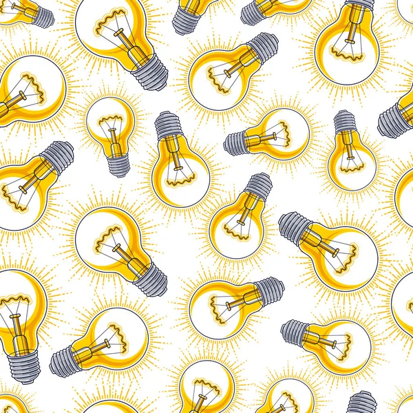 Ampoules Arrière Plan Sans Couture Concept Idées Créatives Site Web — Image vectorielle