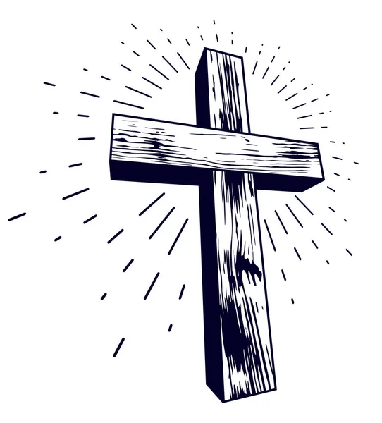 Christelijke Kruis Vector Religie Logo Tatoeage — Stockvector
