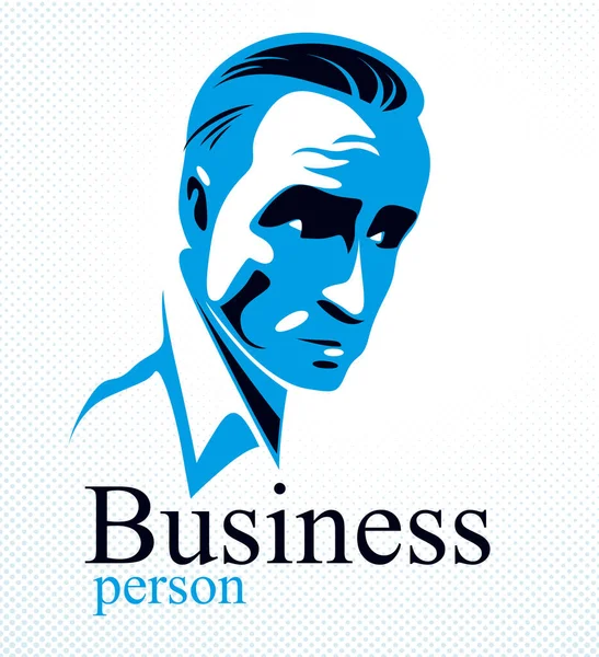 Zelfverzekerde Succesvolle Zakenman Knappe Man Business Person Vector Logo Illustratie — Stockvector