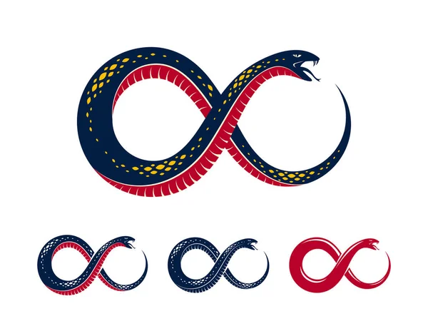 Kígyó Eszik Saját Mese Uroboros Kígyó Formájában Végtelen Szimbólum Végtelen — Stock Vector